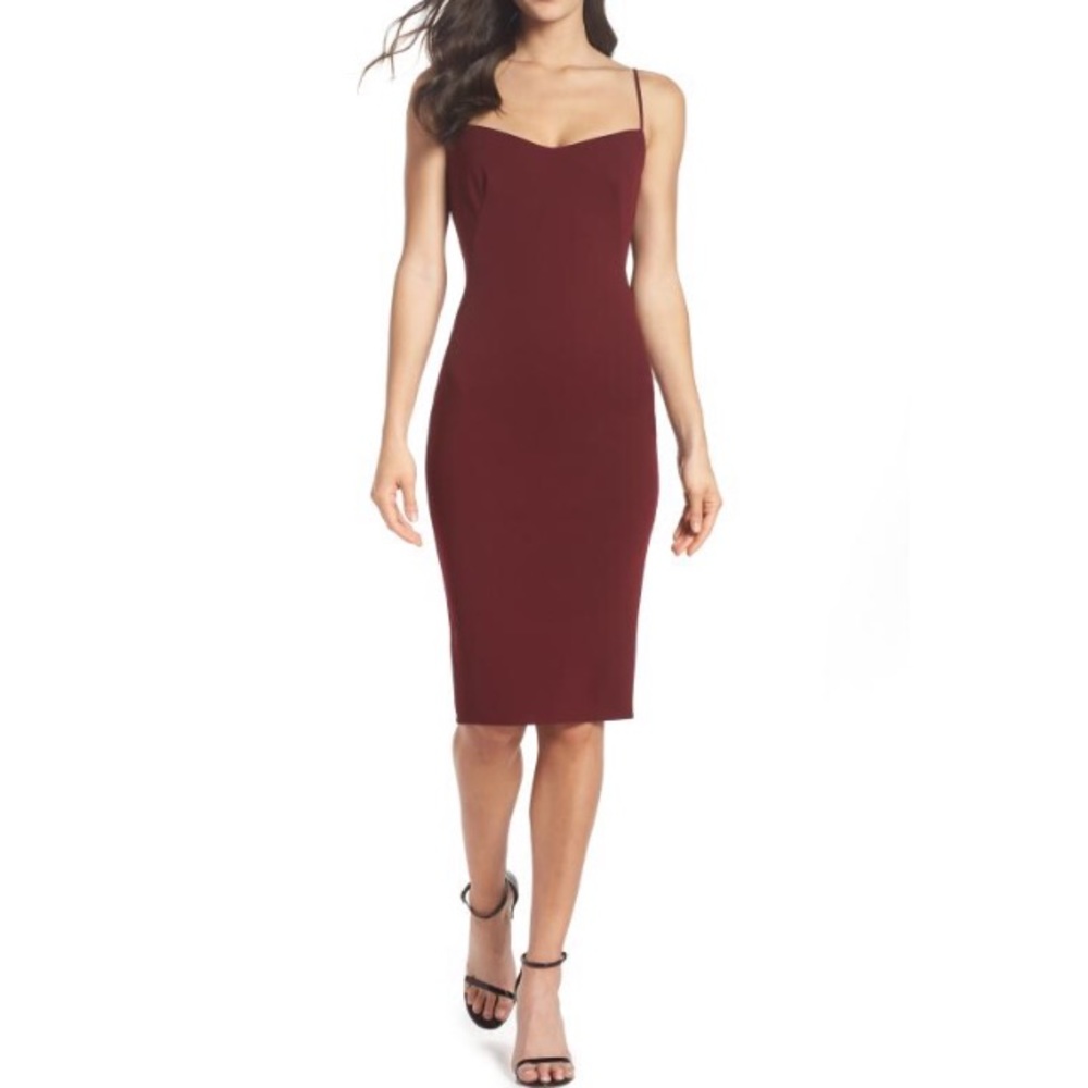fitted back drape crepe dress